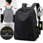 Laptop Backpack – Holds Up to 15.6″ Laptops & Tablets – Oxford Textile – Waterproof – Recharge USB Port – Minimalist Design  – International Travel Carry On Approved – Anti-theft Hidden Pockets – BLACK - Image 2