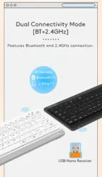 A4Tech FBK11 Wireless Keyboard - Bluetooth & 2.4G Wireless - Pair up to 4 Devices - Multimedia Hot Keys Access - Spill Proof - Portable - Dark Grey - Image 11