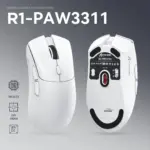 ATTACK SHARK R1 White Tri-Mode Gaming Mouse | 49g Superlight, 800–18000 DPI, PAW3311 Sensor, 200h Battery, USB-C, BT5.2, RGB, HUYU Switches, TTC Encoder, Self-Developed Driver