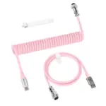 ATTACK SHARK C01PRO Coiled Cable Type-A to Type-C Pink – Double-Sleeved Aviator Keyboard Cable