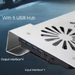 Aluminum Alloy Gaming Laptop Cooler Cooling Pad | 2 Quiet Fans | Support Up to 17.3 Inch Heavy Notebook, Laptop | 5 USB PORTS | 2 Big fans | 380 x 285 x 70 mm | Silver - Image 4