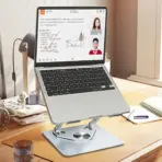 Foldable Tablet Bracket Stand | 360 Degree Rotating Portable Laptop Bracket | Hollow Heat Dissipation | Height Adjustable | FULL ALUMINUM | SILVER - Image 9