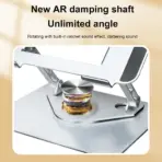 Foldable Tablet Bracket Stand | 360 Degree Rotating Portable Laptop Bracket | Hollow Heat Dissipation | Height Adjustable | FULL ALUMINUM | SILVER - Image 3