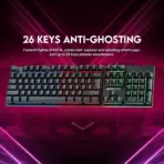 Fantech K614L Fighter III RGB Gaming Keyboard - Wired , 104 Keys Fill Size , 26 Keys Anti-ghosting , 5 RGB Modes , Membrane Switch , Aluminum Panel - BLACK - Image 3