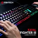 Fantech K614L Fighter III RGB Gaming Keyboard - Wired , 104 Keys Fill Size , 26 Keys Anti-ghosting , 5 RGB Modes , Membrane Switch , Aluminum Panel - BLACK - Image 4