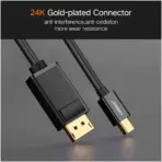 UGREEN 10477 Mini DisplayPort to DisplayPort Cable 1.5M – 8.64Gbps, 2560x1600p@60Hz, Gold-Plated, DP 1.2, Bi-Directional, Plug & Play – Black Premium Video Cable - Image 4