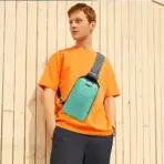 Chest Bag Casual for 7.9 inch iPad , Practical Anti-theft Safety Crossbody Style , USB Port , Water-resistant , Multifunctional Pocket Sling Bag - Heavy Duty - GREEN & GREY - Image 2