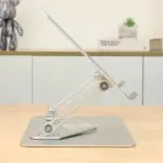 Foldable Tablet Bracket Stand | 360 Degree Rotating Portable Laptop Bracket | Hollow Heat Dissipation | Height Adjustable | FULL ALUMINUM | SILVER - Image 7