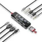 TransHub-Pro 11-in-1 Transparent Ultra-Fast Multiport USB-C Hub with 100W Power Delivery - ( USB-C 100W , 4K HDMI , 4K Display Port , Ethernet , 5V USB-A 3.0 , 5V USB-A 2.0 , USB-C Data , SD/TF , AUX Port )
