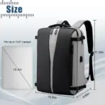 Laptop Backpack – Accommodates Up To 15.6″ Laptops & Tablets – Waterproof – Heavily Padded For Sensitive Electronics Protection –  USB Charging Port – Inner Pockets – 34 x 17 x 47 cm – Luggage Strap -Multifunctional For University  , Travel , Business - Black & Grey - Image 4