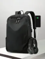 Laptop Backpack – Holds Up to 15.6″ Laptops & Tablets – Oxford Textile – Waterproof – Recharge USB Port – Minimalist Design  – International Travel Carry On Approved – Anti-theft Hidden Pockets – BLACK