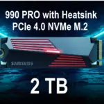 SAMSUNG 990 PRO w/ Heatsink SSD 2TB, PCIe PCIe Gen 4.0 x4, NVMe 2.0 Internal Solid State Hard Drive, Seq. Read Speeds Up To 7,450MB/s for High End Computing, Workstations, Compatible w/ PlayStation 5, MZ-V9P2T0CW