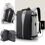 Laptop Backpack – Accommodates Up To 15.6″ Laptops & Tablets – Waterproof – Heavily Padded For Sensitive Electronics Protection –  USB Charging Port – Inner Pockets – 34 x 17 x 47 cm – Luggage Strap -Multifunctional For University  , Travel , Business - Black & Grey