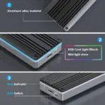 USB-C 3.2 SSD Enclosure For 12+16 Pin MacBook SSDs, 20Gbps Aluminum Adapter With RGB Indicator, Supports 2013–2017 MacBook Pro/Air/iMac SSD, Not NVMe/SATA Compatible | BLACK - Image 3