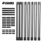 AsiaHorse 18AWG Black-White Sleeved PSU Extension Cable Kit – 6 Pack, 300mm, PET Braided, Phosphor Copper Terminals, Durable & Flexible Cable Management Solution