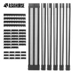 AsiaHorse 18AWG Black-White Sleeved PSU Extension Cable Kit – 6 Pack, 300mm, PET Braided, Phosphor Copper Terminals, Durable & Flexible Cable Management Solution