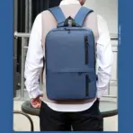Laptop Backpack  Business / Travel  | USB Charging Port | Holds Up to 15.6" Laptops & Tablets | Waterproof | Anti-theft Pockets | Lightweight | Organized Compartments Slim Formal Design - BLUE - Image 3