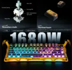 GravaStar Mercury K1 Pro 75% Wireless Mechanical Gaming Keyboard, Gasket-Mounted, Hot-Swap x Kailh Speedy Mint Linear Switches, Dual RGB, 8000mAh Battery, Custom Control Knob | Battle-Worn Yellow - Image 7