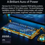 GravaStar Mercury K1 Pro 75% Wireless Mechanical Gaming Keyboard, Gasket-Mounted, Hot-Swap x Kailh Speedy Mint Linear Switches, Dual RGB, 8000mAh Battery, Custom Control Knob | Battle-Worn Yellow - Image 5