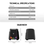 FANTECH GS205 Hellscream USB RGB Gaming And Music Speaker With 45mm Driver, Bass Resonance Membrane, 3D Surround Sound, Lightning Effects, 3.5mm AUX And USB Connectivity - Image 3