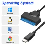 USB-C To SATA Adapter Cable For 2.5-Inch HDD & SSD – USB 3.1 Type-C With UASP Support, 6Gbps Transfer Speed, Plug-And-Play, LED Indicators, No Power Needed – Black - Image 3