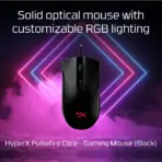 HyperX Pulsefire Core Gaming Mouse With Pixart 3327 Sensor, 6200 DPI, Macro Customization, 7 Programmable Buttons, RGB Lighting, 20M Click Durability, USB Wired Symmetrical Design | 4P4F8AA BLACK  - Image 2