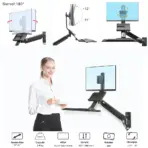 NB North Bayou Sit Stand Workstation Wall Mount Height Adjustable Sit-Stand Converter for 19''-27'' Screens with Keyboard Tray, VESA 75/100, Load Capacity from 4.4-19.8lbs | NB-D32 