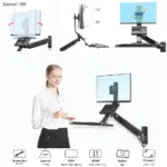 NB North Bayou Sit Stand Workstation Wall Mount Height Adjustable Sit-Stand Converter for 19''-27'' Screens with Keyboard Tray, VESA 75/100, Load Capacity from 4.4-19.8lbs | NB-D32 