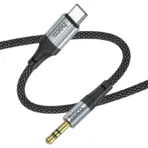 HOCO UPA26 Type-C to 3.5mm Audio Cable – 1M Braided Nylon, Built-in DAC Chip, Hi-Fi Lossless Sound, Gold-Plated Connectors, Oxygen-Free Copper Core, Zinc Alloy Shell, Black - Image 4