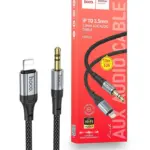 HOCO UPA26 Type-C to Lightning 3.5mm Braided Audio Cable – 1M Metal + Nylon, Hi-Fi Digital-to-Analog Sound Conversion, Durable Flexible Design, Black