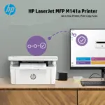 HP LaserJet MFP M141a Multifunction All In One Printer, Print - Copy - Scan , 21 - 30 Print Speed, USB Connectivity, 100 Sheets Output Capacity, Up to 21 cpm Copy Speed, LED Display, White | 7MD73A