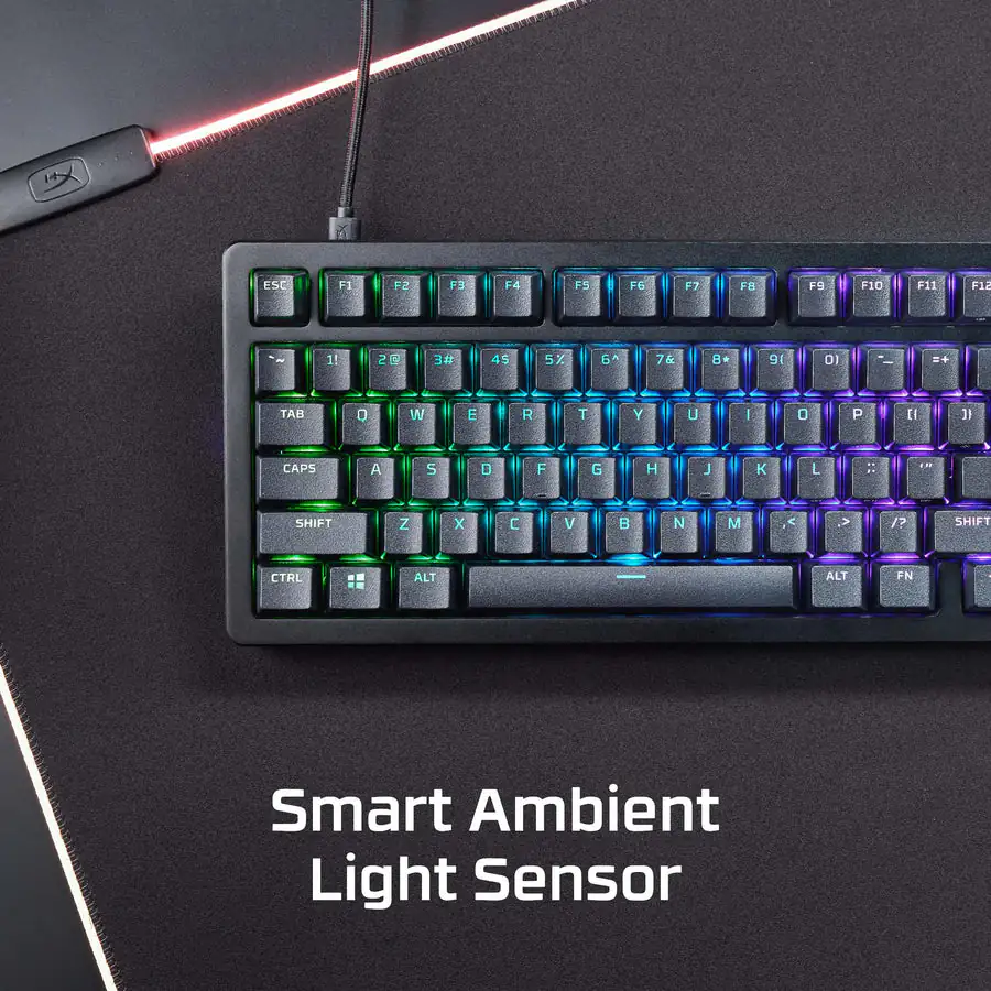 HyperX Alloy Rise 75 Mechanical Gaming Keyboard – 75% Layout, Hot-Swappable Red Linear Switches, RGB, Gasket Mounted, Ambient Sensor, 8K Polling, Wired - Image 11