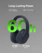 Belkin SoundForm Surround Bluetooth Over-Ear Headphones, Noise Cancelling Headphones, Wireless with 60H Playtime and Soft Ear Cups , for iPhone, Galaxy, iPad | Navy Blue ~ AUD009HQBL - Image 2