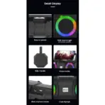 Kisonli K1 Portable Bluetooth 5.0 Bass Stereo Speaker | 9 RGB Light Modes | Rechargeable Karaoke Music Player with Handle Phone Cradle | Supports USB,  TF Card, Mic Input - Image 7