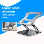 Metal Portable Laptop Stand | Adjustable Hight | Angle Tilt | Notebook & Tablet Stand Up to 16 Inch | Flat Foldable | Anti-slip | Silver  - Image 6