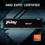 Kingston Fury Beast 16GB DDR5 6000MT/s Desktop Memory With CL30 Timing 1.40V , AMD EXPO And Intel XMP 3.0 Support, On-Die ECC, Black Aluminum Heat Spreader | BLACK ~ KF560C30BBE-16 - Image 3
