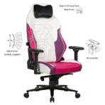 APEX SEAT TOKYO-GT Gaming Chair : Pro Racing Throne With Leather+Velvet+Suede Shell , 4D Armrest ,  Frog Mechanism & Class-4 Gas Lift , 90–141° Recline, 160 Kgs Max , Lumbar Pillow and Magnetic Headrest Included | WHITE & MAGENTA VARIANTS ~ AP-2108R - Image 6