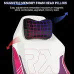 APEX SEAT TOKYO-GT Gaming Chair : Pro Racing Throne With Leather+Velvet+Suede Shell , 4D Armrest ,  Frog Mechanism & Class-4 Gas Lift , 90–141° Recline, 160 Kgs Max , Lumbar Pillow and Magnetic Headrest Included | WHITE & MAGENTA VARIANTS ~ AP-2108R - Image 9