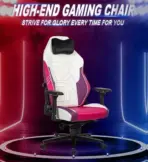 APEX SEAT TOKYO-GT Gaming Chair : Pro Racing Throne With Leather+Velvet+Suede Shell , 4D Armrest ,  Frog Mechanism & Class-4 Gas Lift , 90–141° Recline, 160 Kgs Max , Lumbar Pillow and Magnetic Headrest Included | WHITE & MAGENTA VARIANTS ~ AP-2108R - Image 3