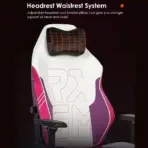 APEX SEAT TOKYO-GT Gaming Chair : Pro Racing Throne With Leather+Velvet+Suede Shell , 4D Armrest ,  Frog Mechanism & Class-4 Gas Lift , 90–141° Recline, 160 Kgs Max , Lumbar Pillow and Magnetic Headrest Included | WHITE & MAGENTA VARIANTS ~ AP-2108R - Image 8