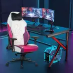 APEX SEAT TOKYO-GT Gaming Chair : Pro Racing Throne With Leather+Velvet+Suede Shell , 4D Armrest ,  Frog Mechanism & Class-4 Gas Lift , 90–141° Recline, 160 Kgs Max , Lumbar Pillow and Magnetic Headrest Included | WHITE & MAGENTA VARIANTS ~ AP-2108R - Image 4