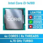 CPU Intel Core i3-14100 14th Gen Desktop Processor, 4 Cores 8 Threads, Up To 4.7GHz, UHD 730 Graphics, PCIe 5.0, DDR5/DDR4 Support, LGA1700 | Tray Version ~ PULL-OUT - Image 2