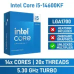 CPU Intel Core i5-14600KF - Raptor Lake Core i5 14th Gen 14-Core (6P+8E) LGA 1700 125W 5.3GHz Max Turbo ; None Integrated Graphics Desktop Processor - Boxed | 1 YEAR WARRANTY - Image 3