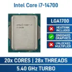 CPU Intel® Core™  i7-14700 - Core i7 14th Gen Raptor Lake 20-Core (8P+12E) 28-Threads ; LGA 1700 65W TDP ; 5.4 GHz Max Turbo Frequency ; Intel UHD Graphics 770 Processor | TRAY | 1 YEAR WARRANTY - Image 2