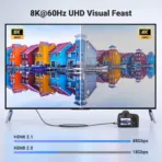 UGREEN 8K Mini HDMI To HDMI 2.1 Cable 2 meters Bi-Directional Aluminum Braided Cord Supports 8K@60Hz, 4K@240Hz, eARC, HDR, Dolby Vision, For Camera, Pi Zero, Camcorder, PS5, Xbox  - Image 7