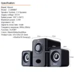 Kisonli U-2900BT 2.1 USB Computer Speakers with Bluetooth 5.0, Subwoofer, AUX, Colorful LED Lights, Touch Control, and USB Power Supply for Home Theater, Outdoor, and Gaming - Image 4