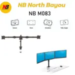 North Bayou M083-NB Vertical Monitor Arm for 3 Screens up to 27" – Space-Saving, Full Motion Adjustment, Cable Management, Heavy-Duty Steel – Black