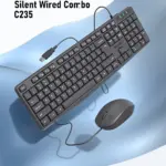 MEETION C235 Silent Wired Keyboard & Mouse Combo | Full-Size | Splash-Proof | USB Plug & Play | 104 Keys | 1200 DPI Mouse | Whisper-Quiet | Black