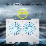 Aluminum Alloy Gaming Laptop Cooler Cooling Pad | 2 Quiet Fans | Support Up to 17.3 Inch Heavy Notebook, Laptop | 5 USB PORTS | 2 Big fans | 380 x 285 x 70 mm | Silver - Image 8