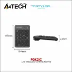 A4TECH FSTYLER FGK21C 2.4G Wireless Numeric Keypad Rechargeable Number pad - Auto-Channel Sort - USB Type-C Charging Cable -18 Low-profile Keys -Windows 7/8/8.1/10/11 - Image 2